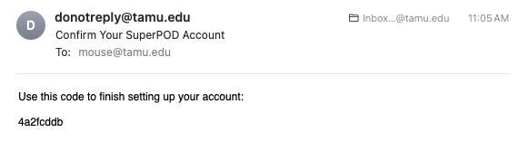 Email confirmation code