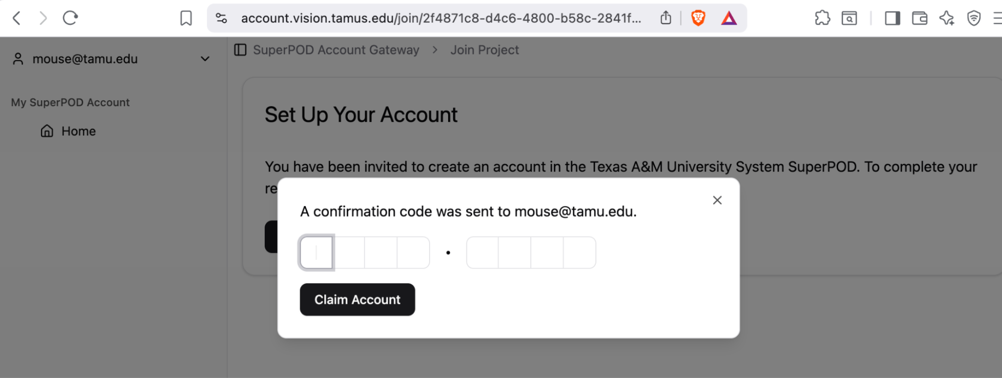Enter confirmation code