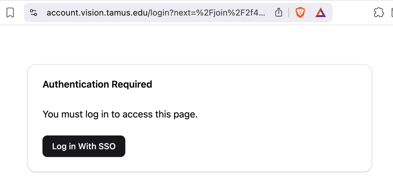 Log in with SSO screen
