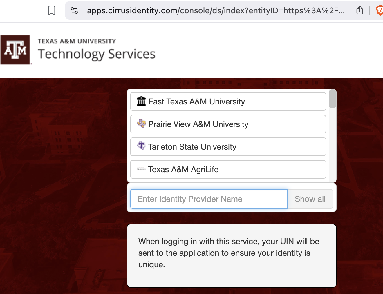 Select identity provider