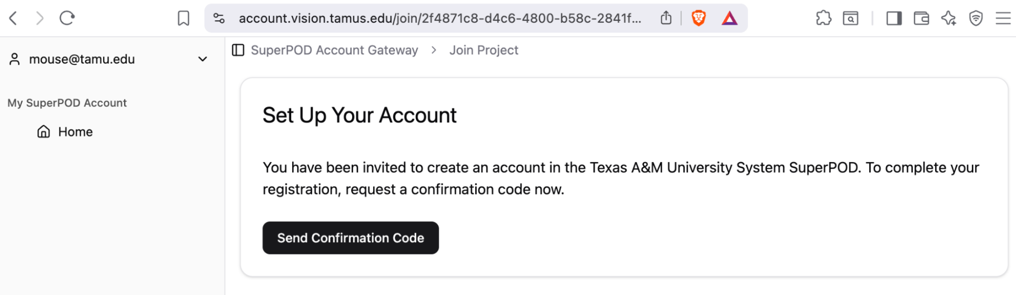 Send confirmation code