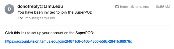 VISION invitation email