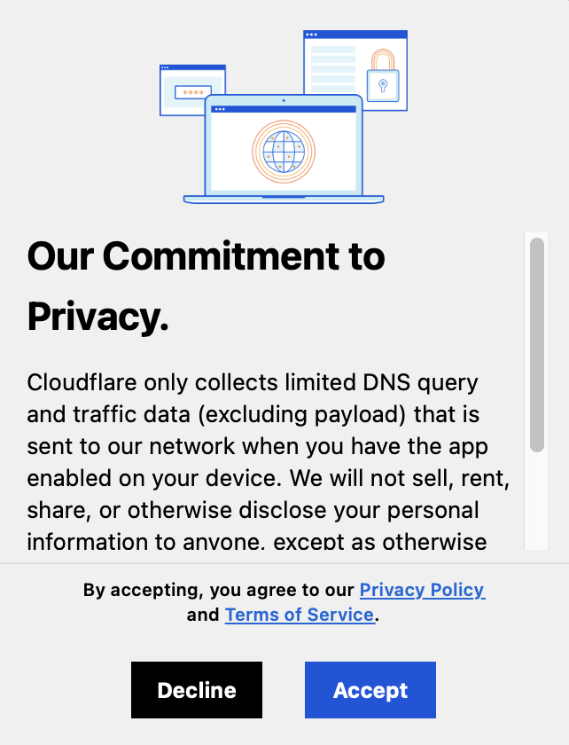Cloudflare Warp accept