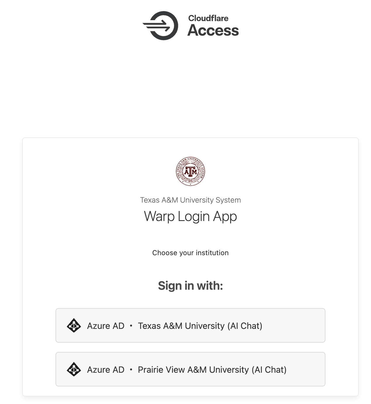 Warp login select institution