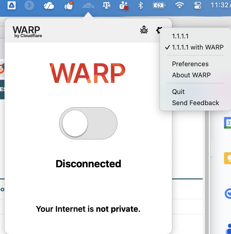 Cloudflare Warp preferences