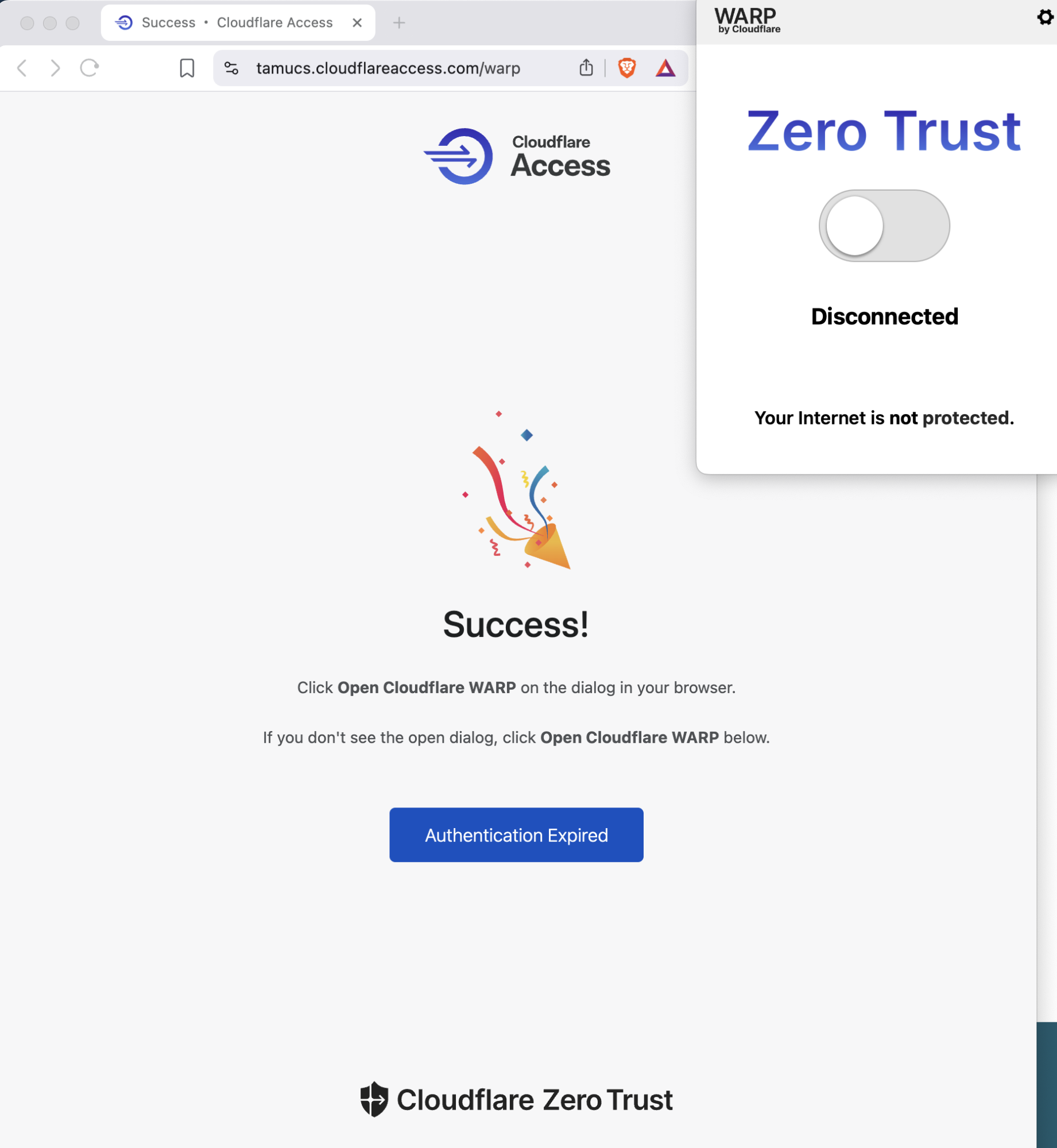 Zero Trust connect toggle